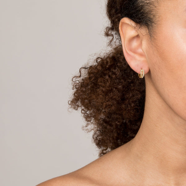 Diamond Crossover Huggie Earrings