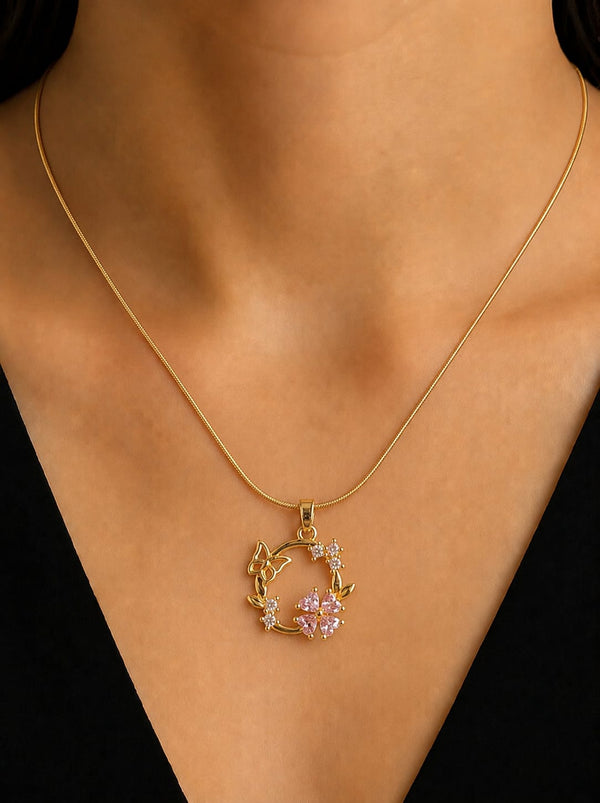Butterfly Bloom Circle Pendant