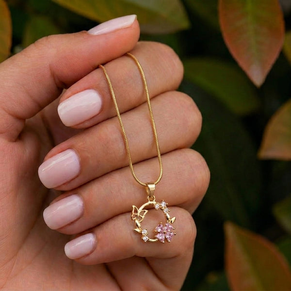 Butterfly Bloom Circle Pendant