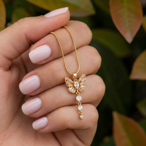 Butterfly Beaded Drop Pendant