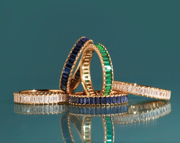 Lab Grown White Sapphire Baguette Eternity Ring