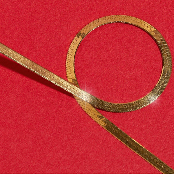 Solid Gold Herringbone Chain Necklace