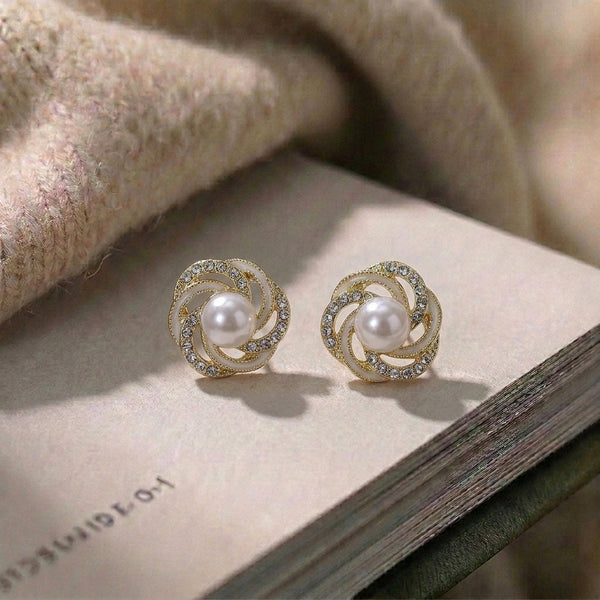 Floral Pearl Halo Earrings