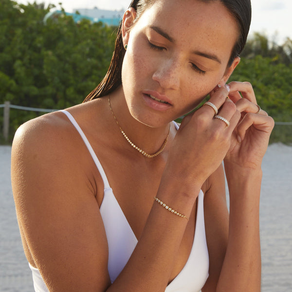 Graduated Lab Grown Diamond Bezel Necklace
