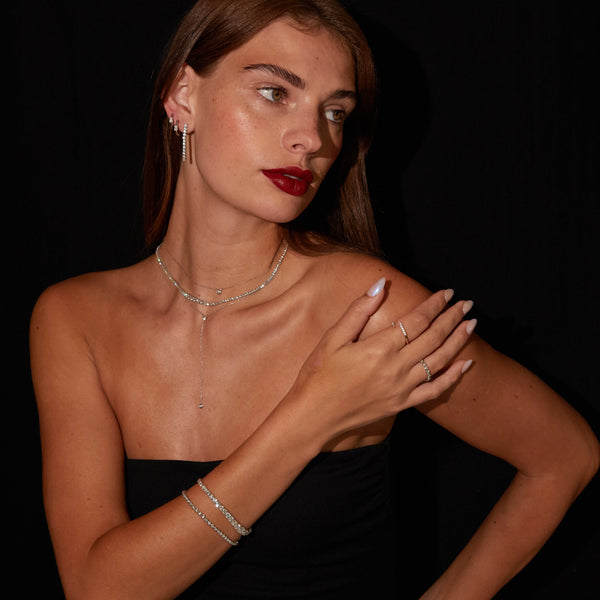 Lab Grown Diamond Graduated Modern Tennis Necklace