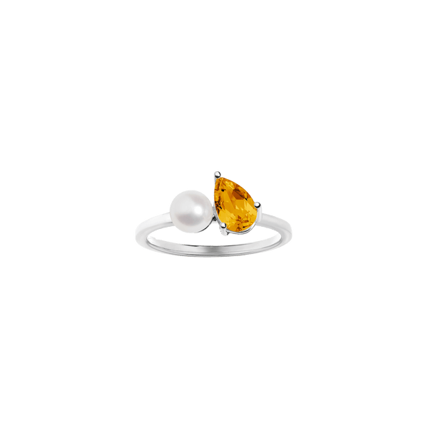 Pearl Toi et Moi Ring - Yellow Citrine