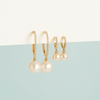 Diamond Pearl Huggie Earrings