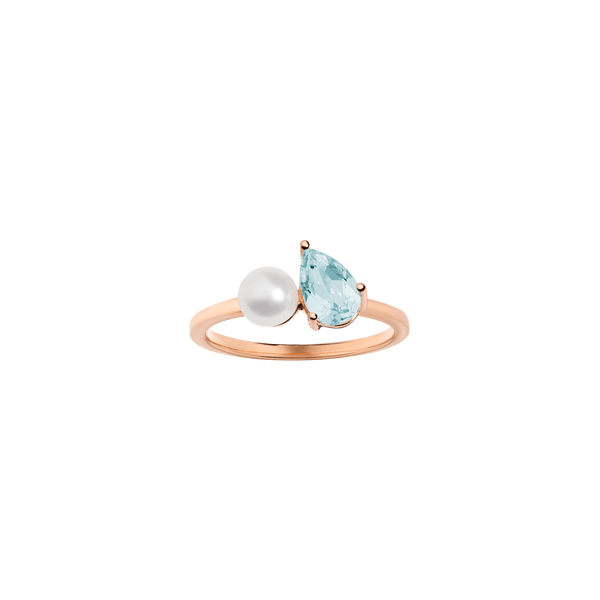 Pearl Toi et Moi Ring - Aquamarine