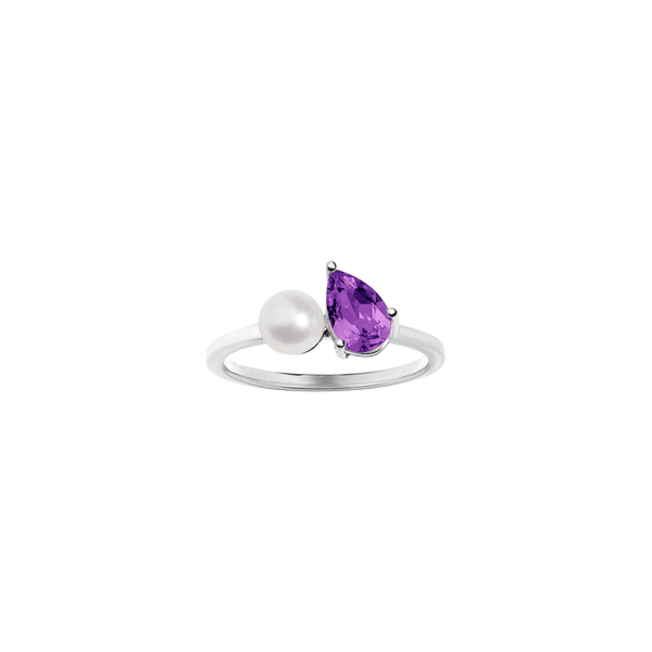 Pearl Toi et Moi Ring - Purple Amethyst
