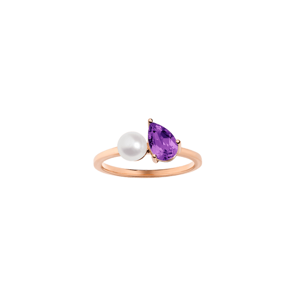 Pearl Toi et Moi Ring - Purple Amethyst