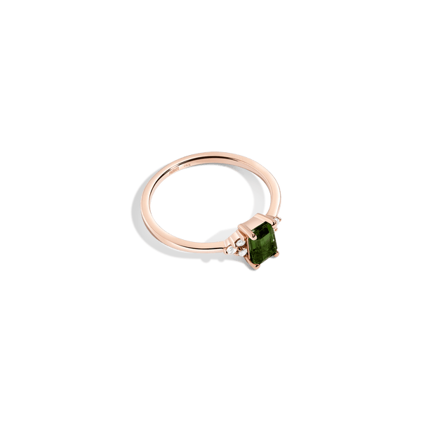 Vintage-Inspired Emerald Cut Ring (Green Tourmaline)