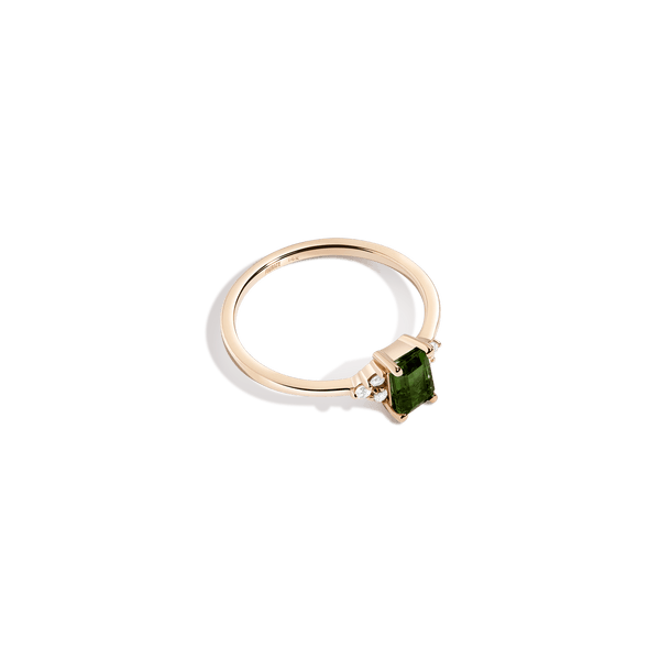 Vintage-Inspired Emerald Cut Ring (Green Tourmaline)
