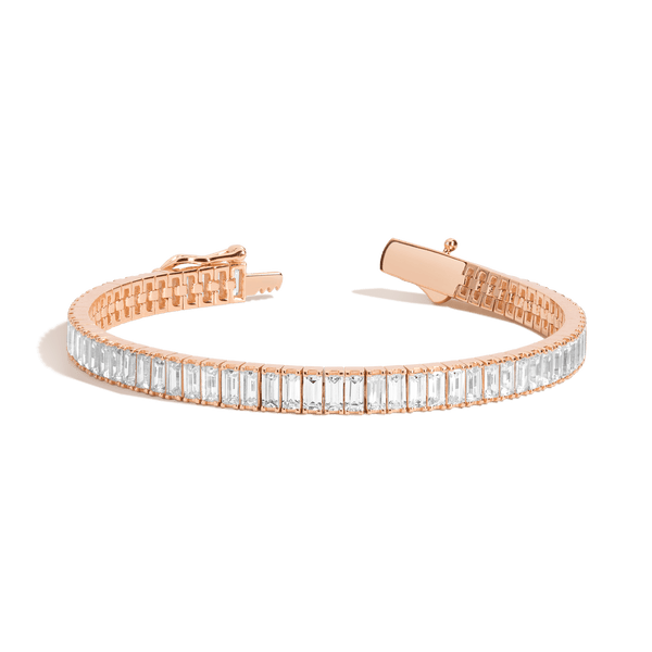 Lab Grown White Sapphire Baguette Tennis Bracelet - 12ct