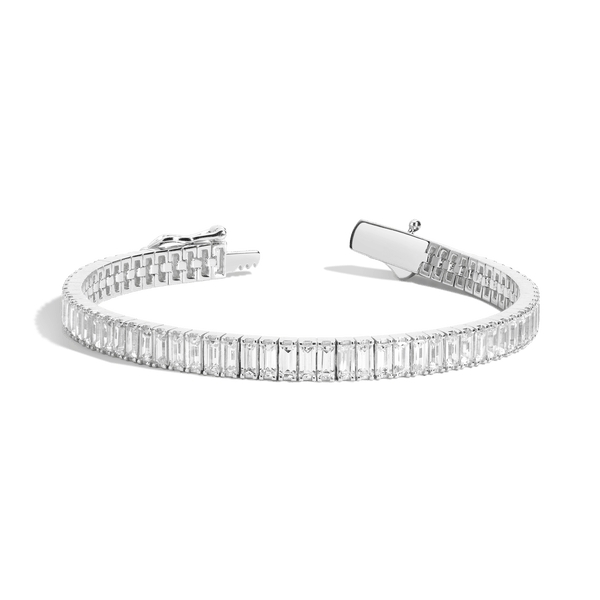 Lab Grown White Sapphire Baguette Tennis Bracelet