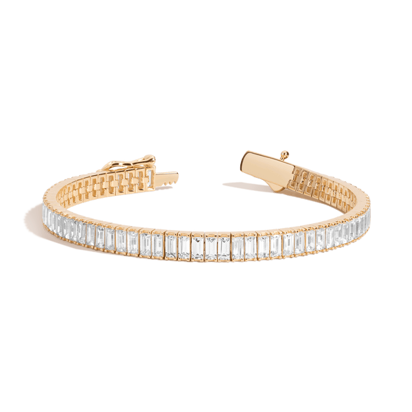Lab Grown White Sapphire Baguette Tennis Bracelet - 12ct