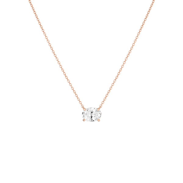 Oval Gemstone Solitaire Necklace