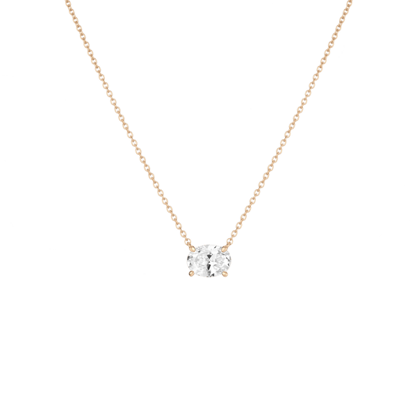 Oval Gemstone Solitaire Necklace
