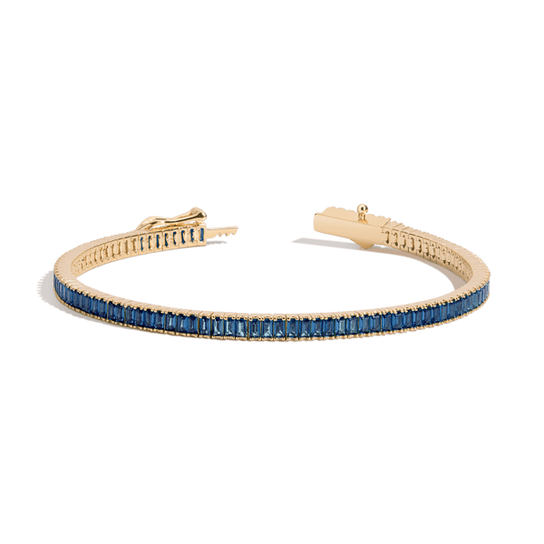 Lab Grown Blue Sapphire Baguette Tennis Bracelet