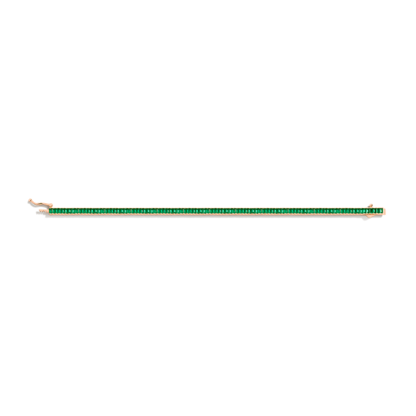 Lab Grown Green Emerald Baguette Tennis Bracelet