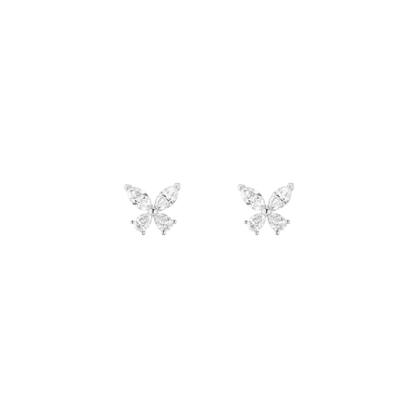 Lab Grown White Sapphire Butterfly Earrings