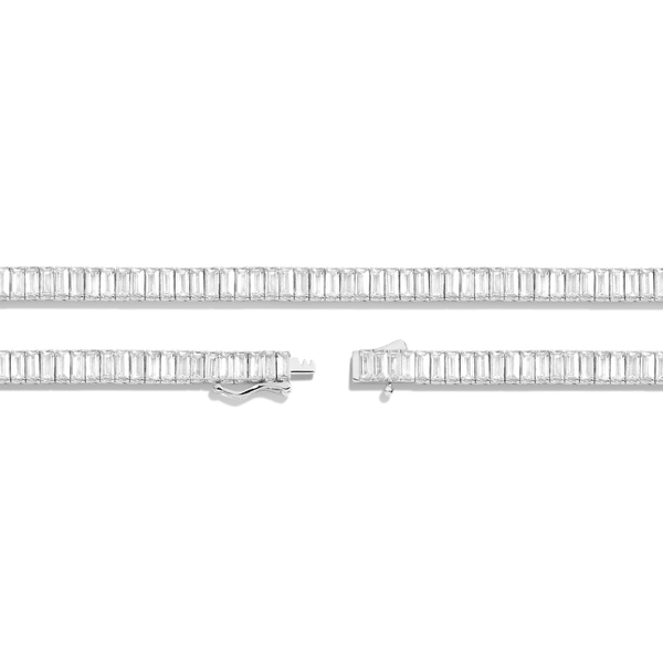 Lab Grown White Sapphire Baguette Tennis Necklace