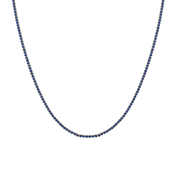 Lab Grown Blue Sapphire Tennis Necklace