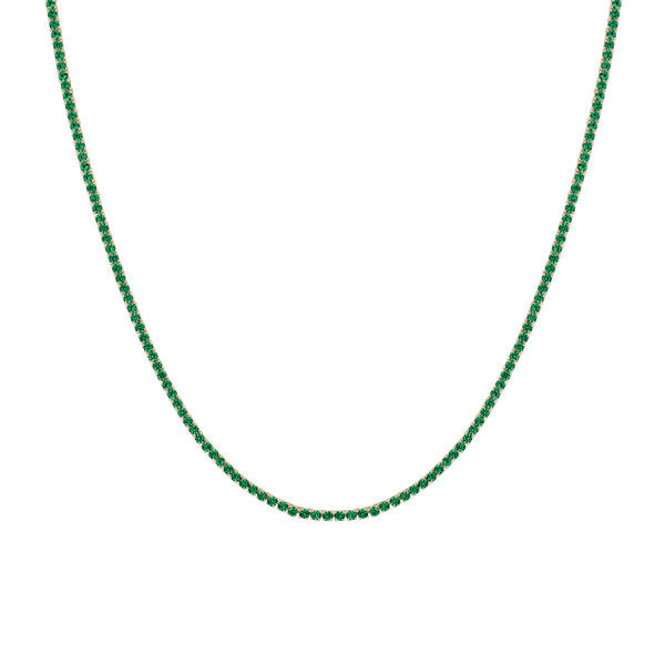 Lab Grown Green Emerald Tennis Necklace