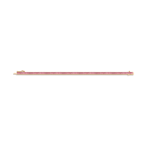 Lab Grown Pink Sapphire Baguette Tennis Bracelet
