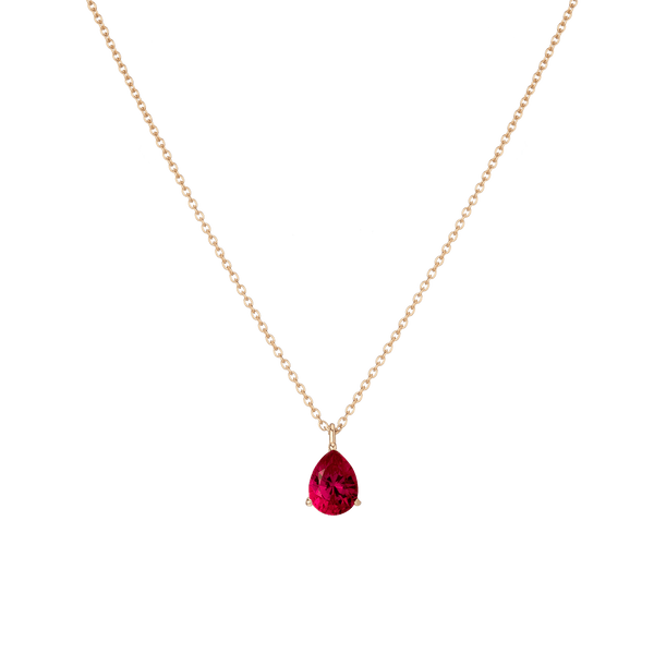 Pear Gemstone Solitaire Necklace