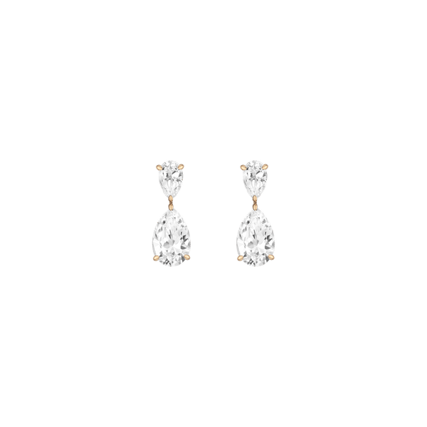 Lab Grown White Sapphire Pear Drop Earrings