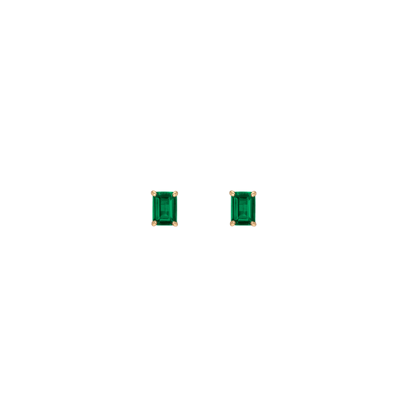 Emerald Gemstone Solitaire Stud Earrings