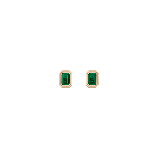 Mini Lab Grown Emerald Heirloom Stud Earrings