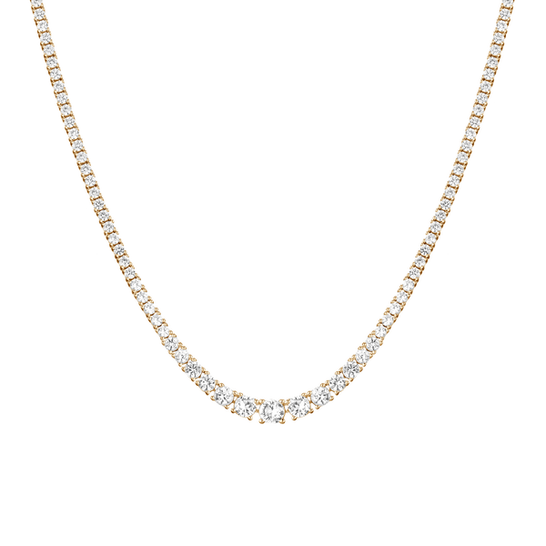 Lab Grown White Sapphire Graduated Modern Tennis Necklace