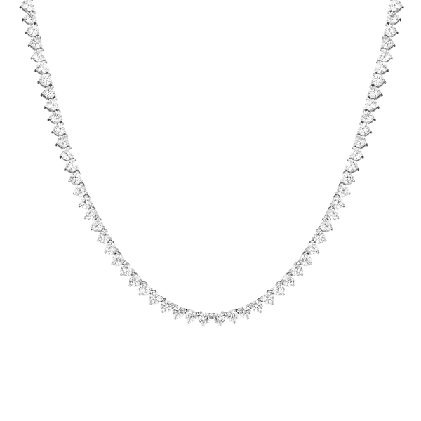 Lab Grown White Sapphire Three-Prong Tennis Necklace