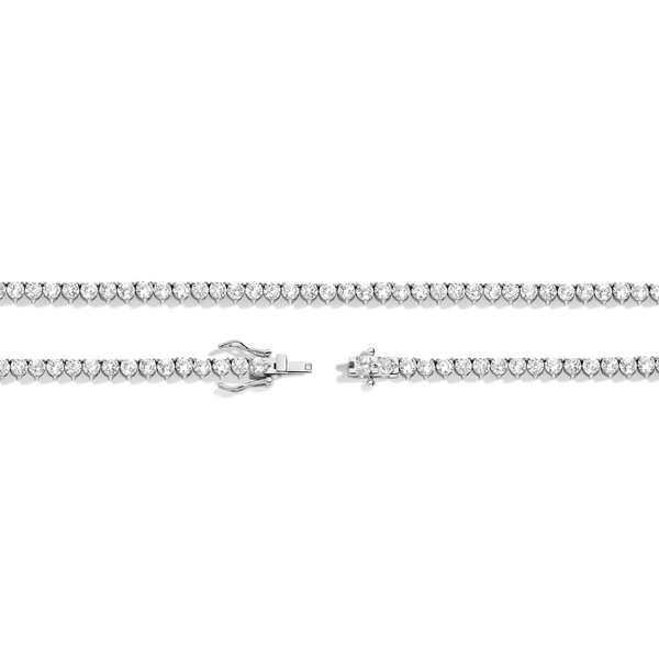 Lab Grown White Sapphire Three-Prong Tennis Necklace
