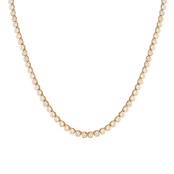 Lab Grown White Sapphire Bezel Tennis Necklace
