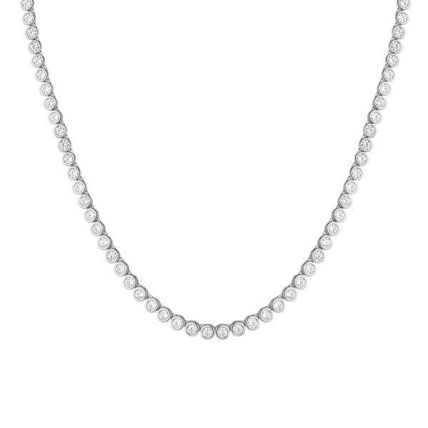 Lab Grown White Sapphire Bezel Tennis Necklace