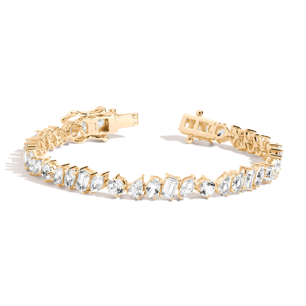 Lab Grown White Sapphire Mixed Shape Tennis Bracelet