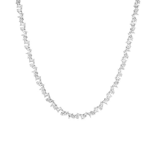 Lab Grown White Sapphire Mixed Shape Tennis Necklace