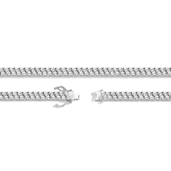 Lab Grown White Sapphire Double Row Tennis Necklace