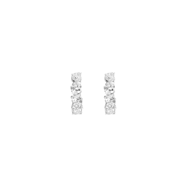 Lab Grown White Sapphire Mixed Shape Hoop Earrings