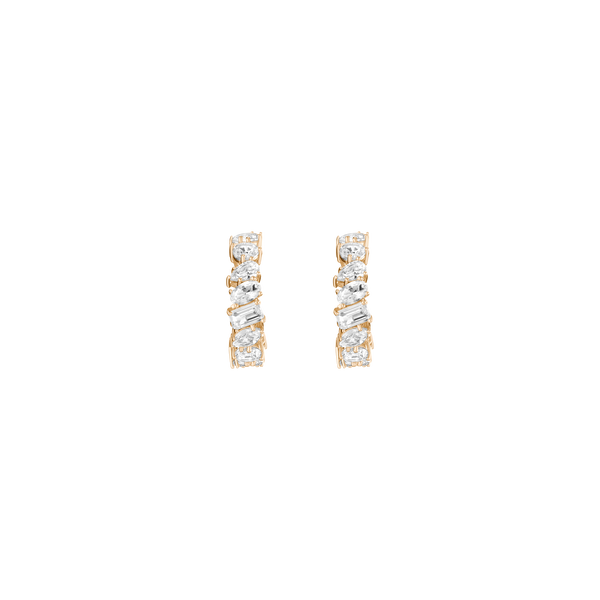 Lab Grown White Sapphire Mixed Shape Hoop Earrings