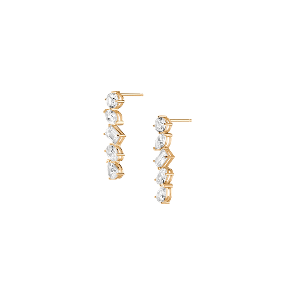Lab Grown White Sapphire Mixed Shape Tennis Earrings
