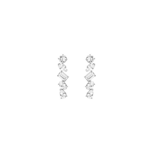 Lab Grown White Sapphire Mixed Shape Tennis Earrings