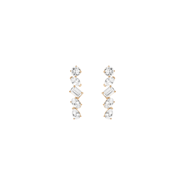 Lab Grown White Sapphire Mixed Shape Tennis Earrings