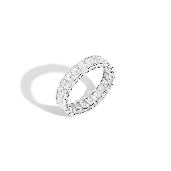 Radiant Lab Grown Diamond Semi-Bezel Eternity Ring