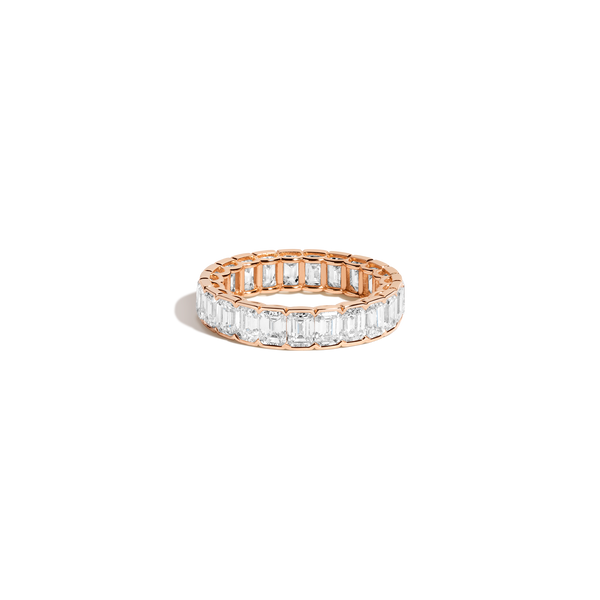 Emerald Lab Grown Diamond Semi-Bezel Eternity Ring