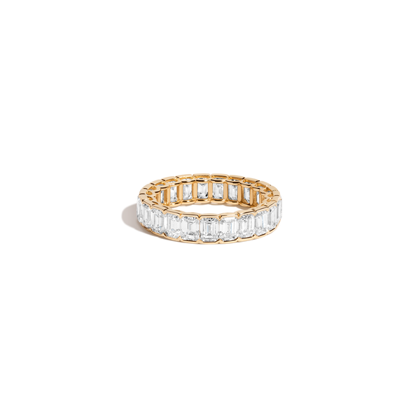 Emerald Lab Grown Diamond Semi-Bezel Eternity Ring