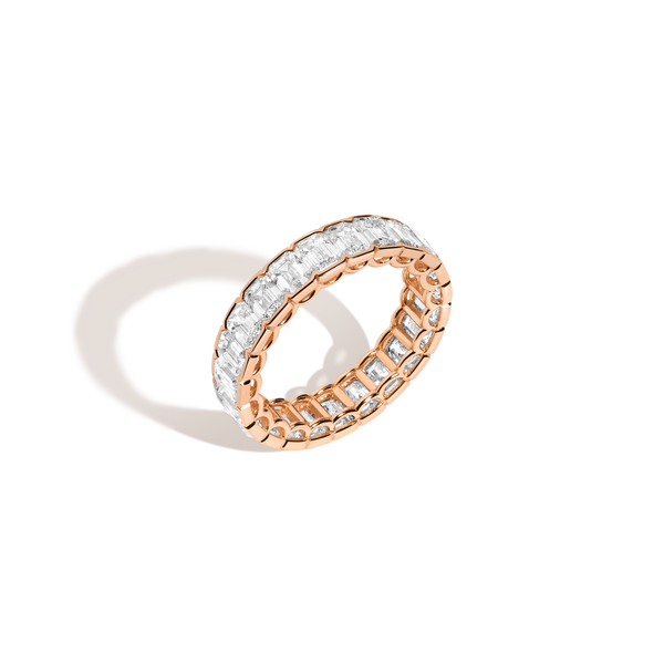 Emerald Lab Grown Diamond Semi-Bezel Eternity Ring