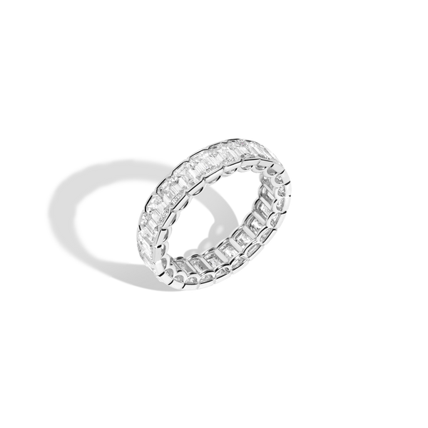 Emerald Lab Grown Diamond Semi-Bezel Eternity Ring